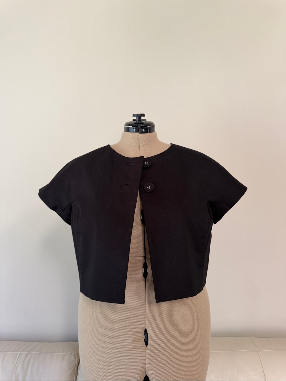 Brooks Brothers Cropped Short Sleeve Spencer Jacket Bolero Silk Lined Black